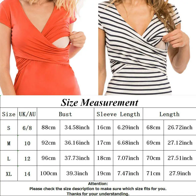 

Casual Womens Pregnant Maternity Clothes Nursing Tops Breastfeeding T-Shirt Lady Pregnancy Maternity Breastfeeding Striped Tees