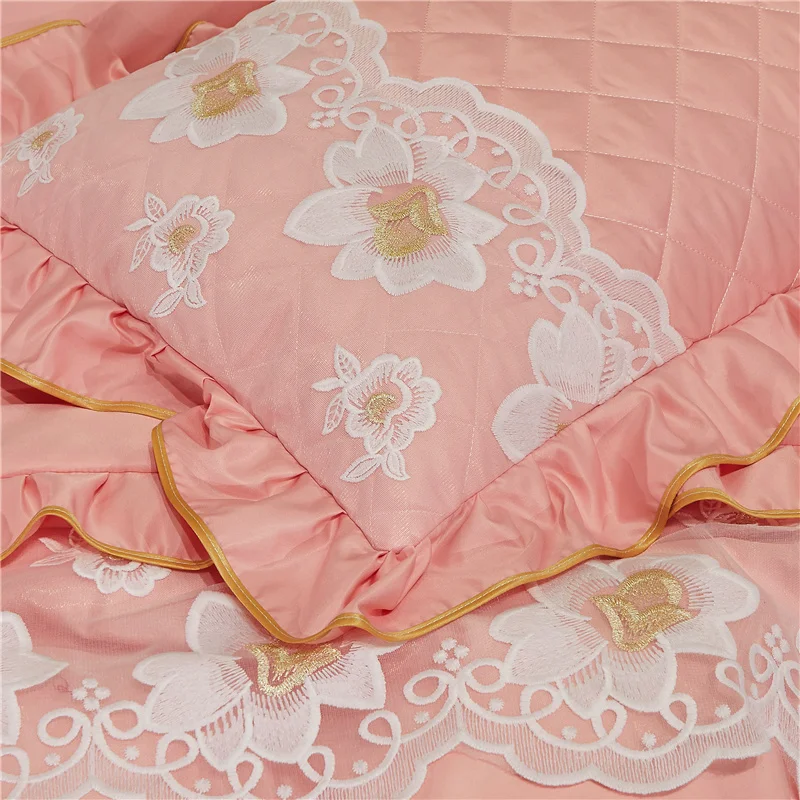 Пододеяльник в Корейском стиле с кружевной цветочной вышивкой однотонный