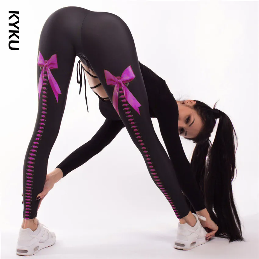 

Женские спортивные Леггинсы для фитнеса, пуш-ап, с милым бантом, с цифровым принтом в стиле «Хип эластичные штаны с высокой посадкой талии че...