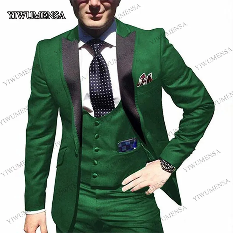 YIWU Для мужчин SA Красивый Slim Fit Костюмы для жениха со Свинкой Свадебные