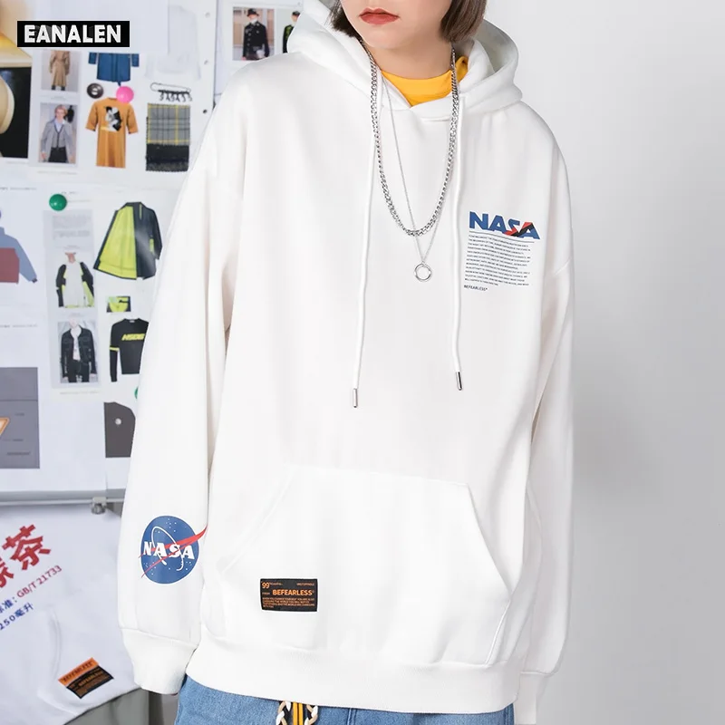 

Winter fleece padded astronaut graphic oversized hoodie Harajuku street clothing mechanical hoodie hip hop retro sweatshirt