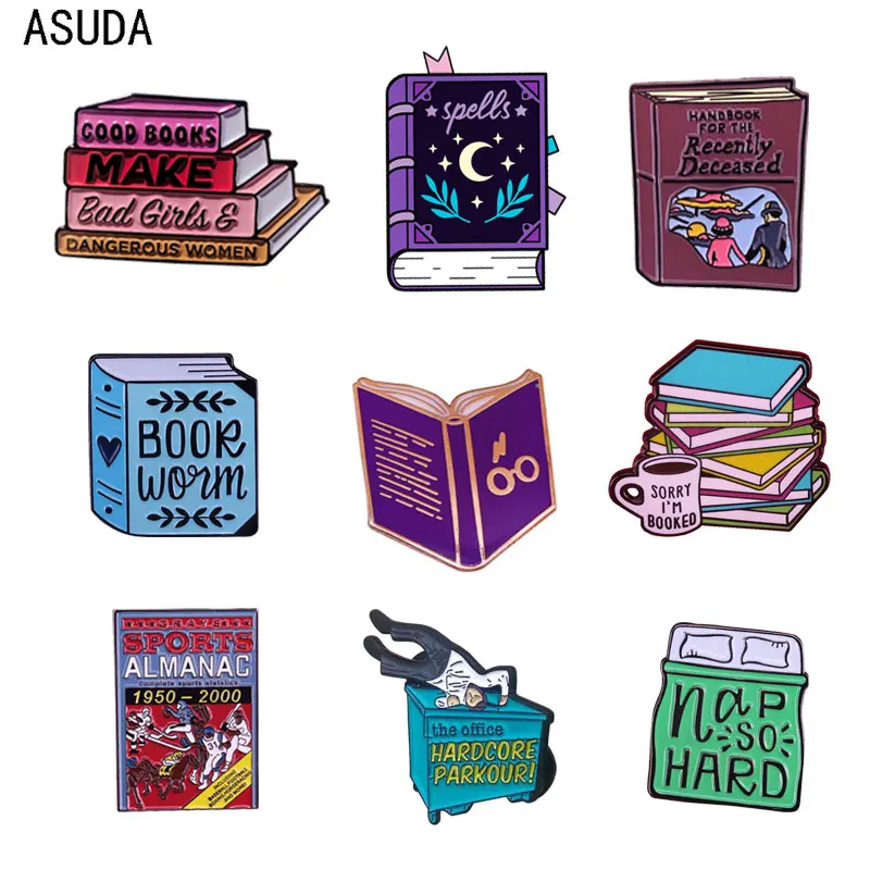 

book brooch and enamel pins Men and women fashion jewelry gifts anime movie novel lapel badges