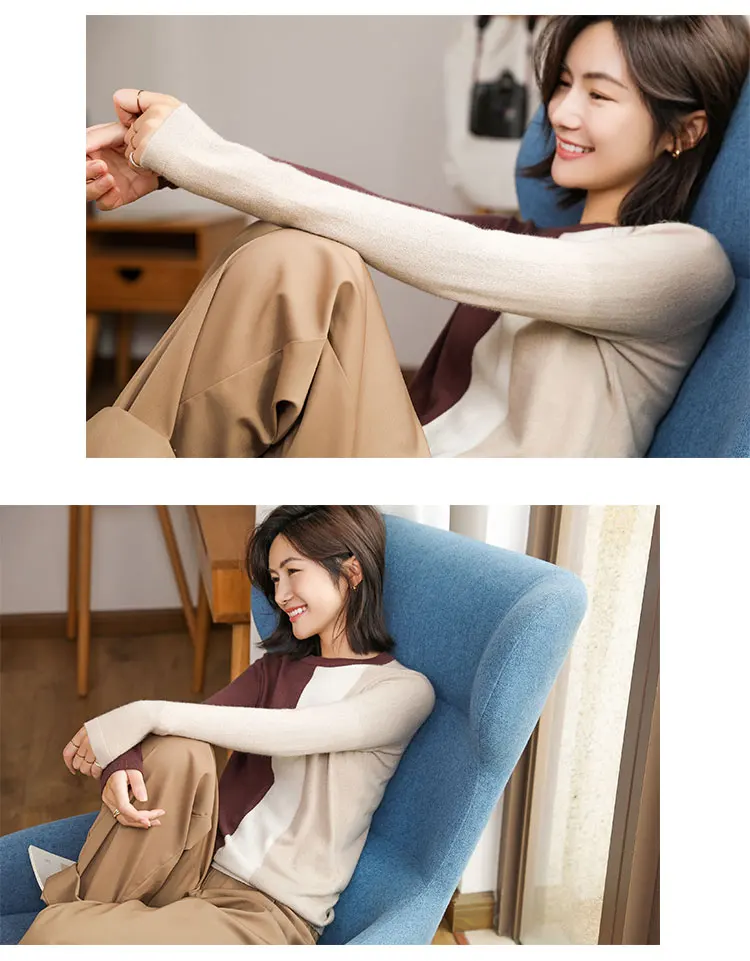 adishree woman winter Cashmere sweaters and auntmun knitted Pullovers High Quality Warm Patchwork thickening O-neck