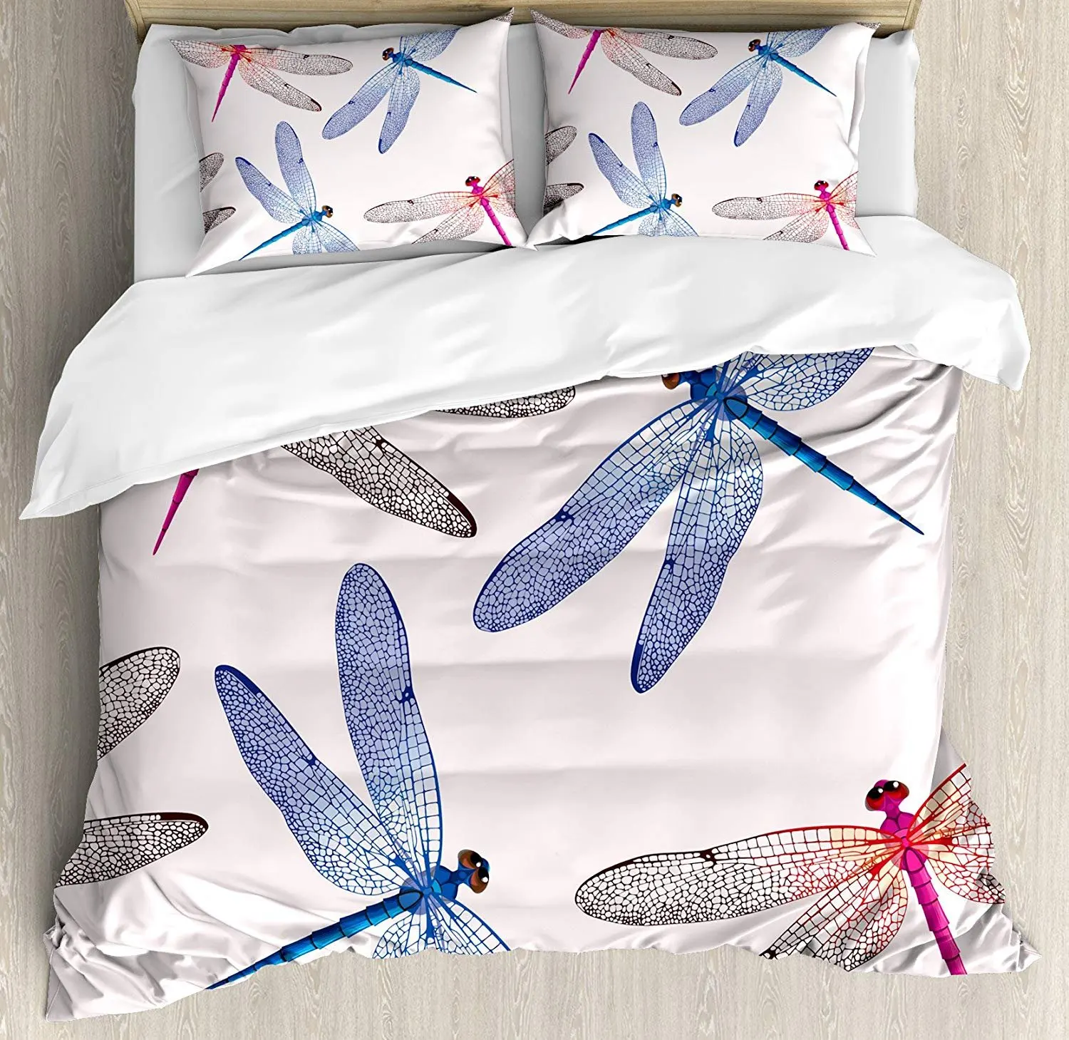 

Dragonfly Bedding Set Dragonfly Forms High Detailed Ornate Irregular Macro Retro Simplistic Artsy Print Duvet Cover Pillowcase
