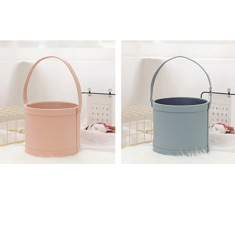 Круглые Кожаные подарочные упаковочные коробки для цветов свадебной вечеринки