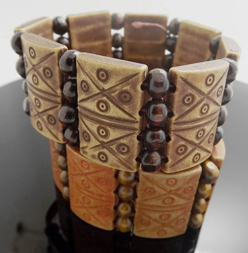 Оптовая продажа 24 шт натуральные деревянные эластичные мужские браслеты
