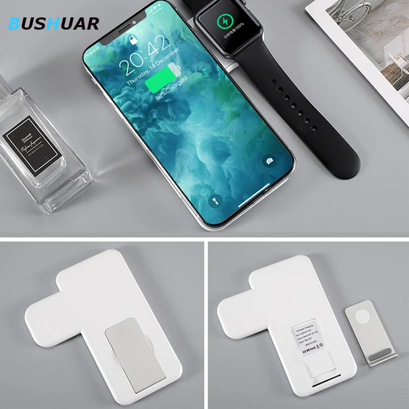 2 в 1 Беспроводное зарядное устройство для iPhone 11 XS X 8 Plus Qi Быстрая зарядка док