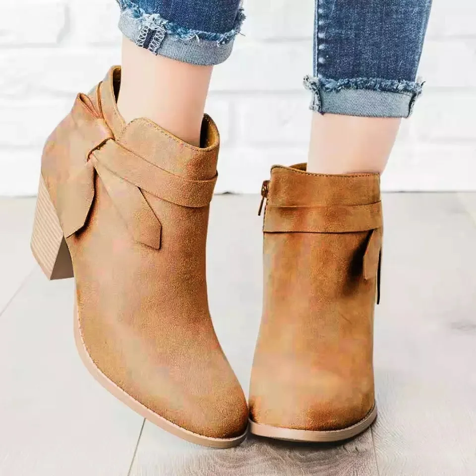 Модные женские ботильоны на толстом высоком каблуке красные свадебные ботинки