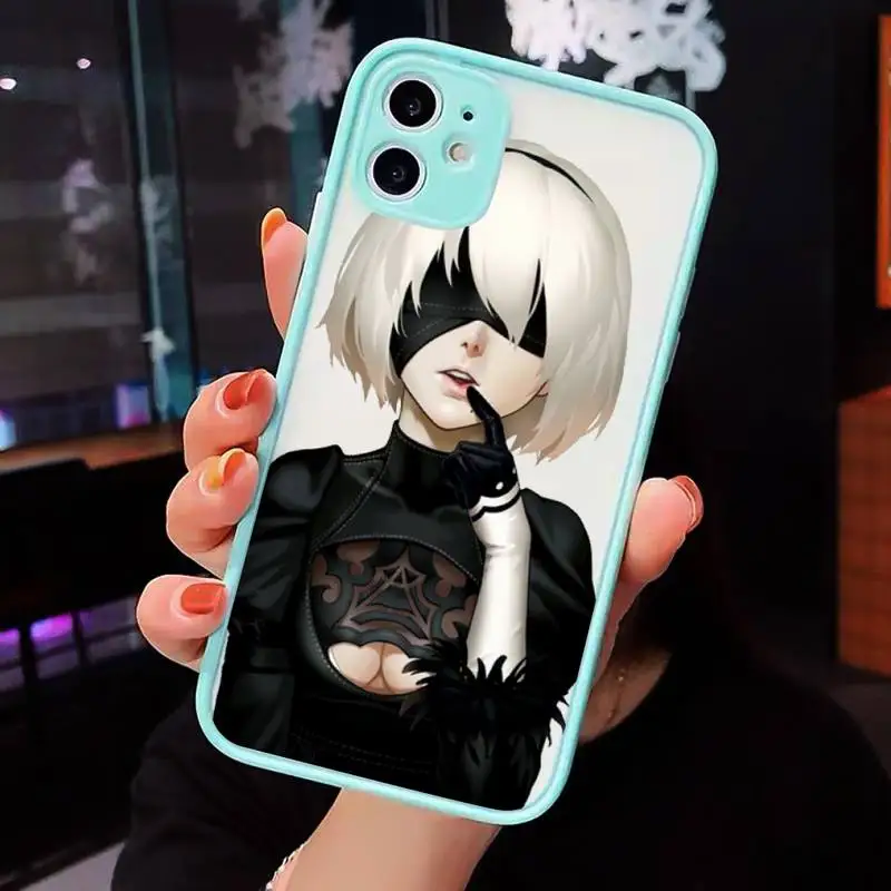 

Anime Nier Automata 2b Phone Cases Matte Transparent for iPhone 7 8 11 12 s mini pro X XS XR MAX Plus cover funda