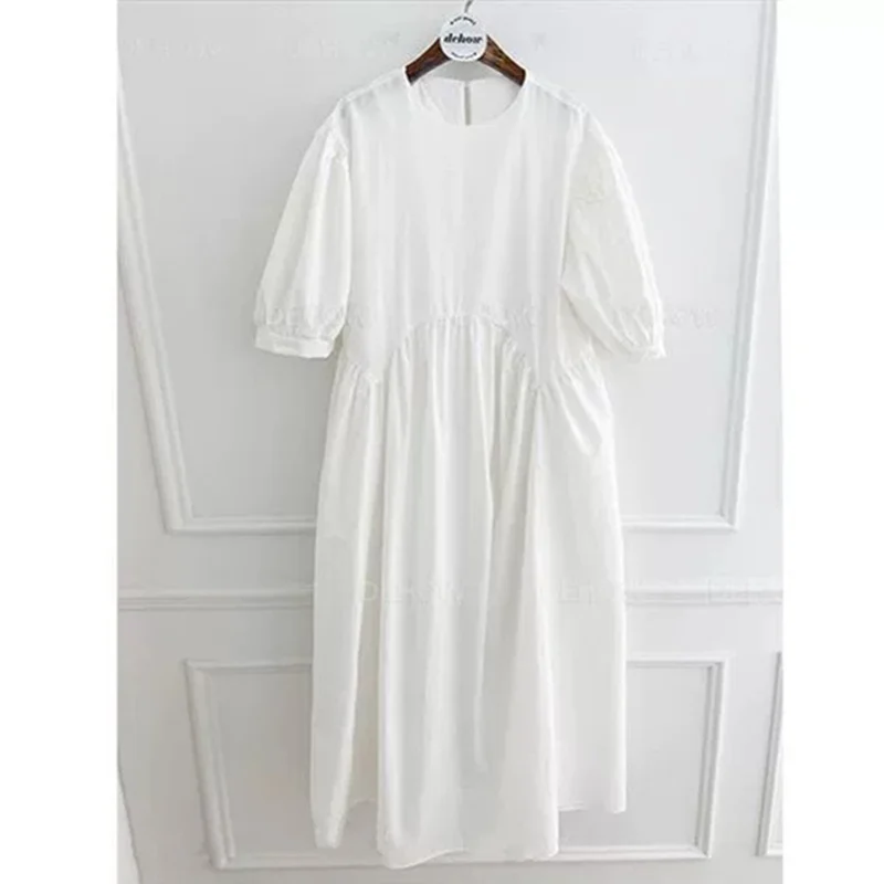 Платье REALEFT женское с пышными рукавами Длинное свободное винтажное платье