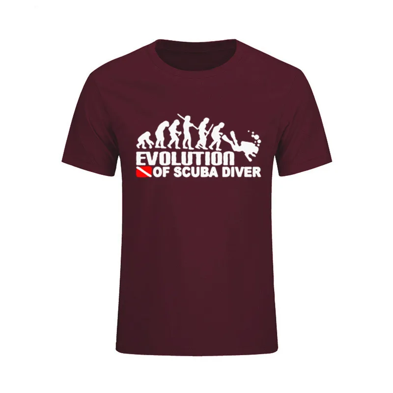 EVOLUTION OF SCUBA DIVER dive down flag винтажные футболки для мужчин футболка с коротким рукавом