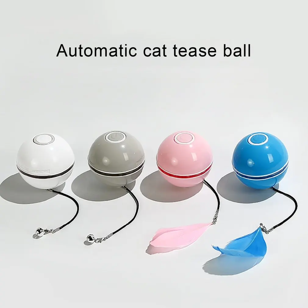 

Smart Interactive Cat Toy Colorful LED Self Rotating Ball With Catnip Bell And Feather Toy USB Rechargeable Cat Ball Toy