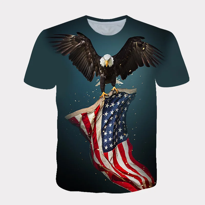 Мужская футболка с круглым вырезом коротким рукавом и забавным принтом животных