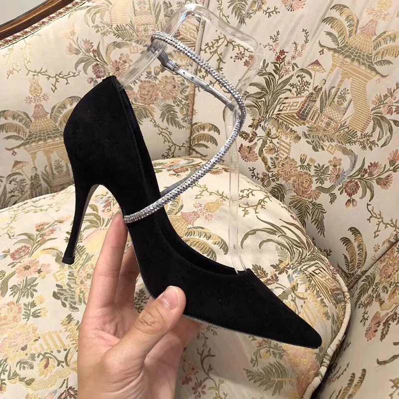 Женская обувь Пикантные женские туфли-лодочки с острым носком Стразы Chaussures Femme