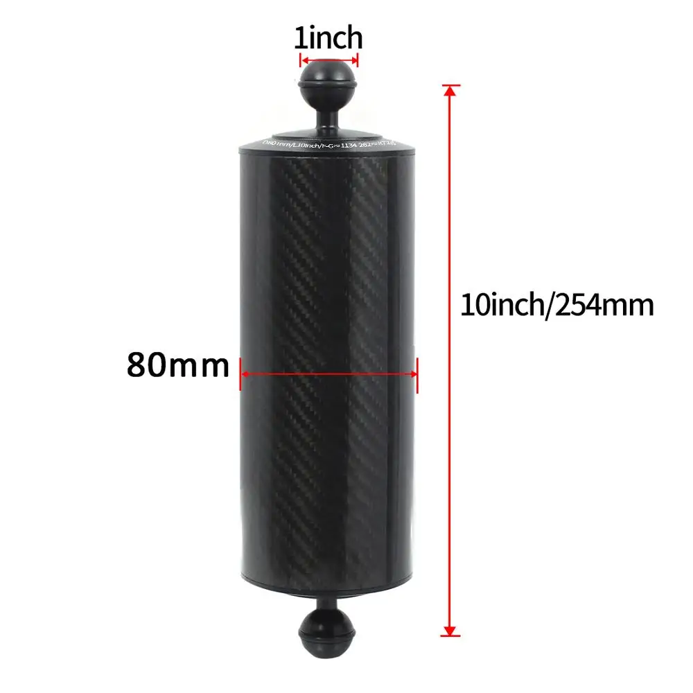 

BGNing Carbon Fiber Dual Ball Buoyancy Aquatic Float Arm D80mm 5/8/10inch Diving SLR Camera Light Tray with 1inch Batterfly Clip
