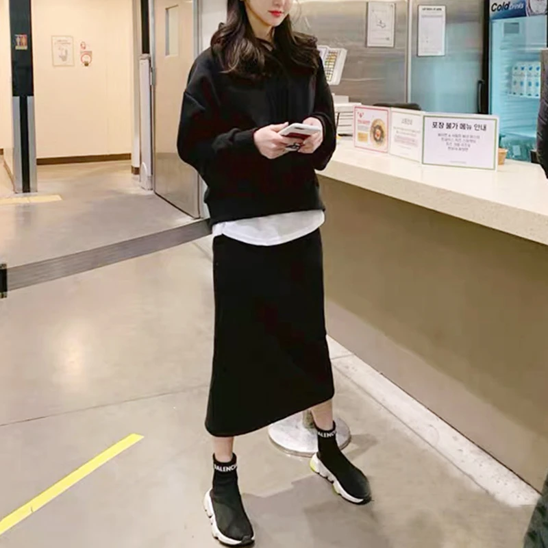 Весенне-осенний женский костюм из 2 предметов с длинным рукавом повседневный