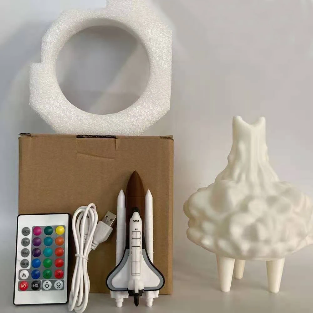 

3D Print Rocket Lamp LED Night Light USB Charging Space Shuttle Lamp and Moon Lights For Space Lover Table Home Decoration