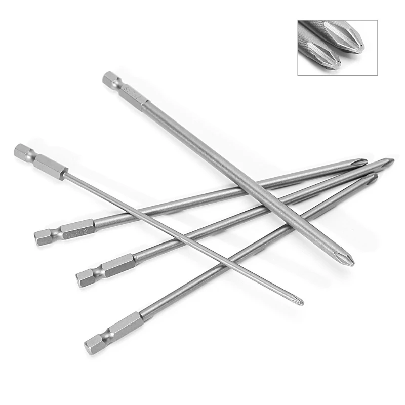 

6 pcs Shank 1/4 inch S2 Alloy Steel 150mm Long Magnetic Hex for Cross Head Screwdriver Bits Set Tools PH1 PH2 Screw Driver