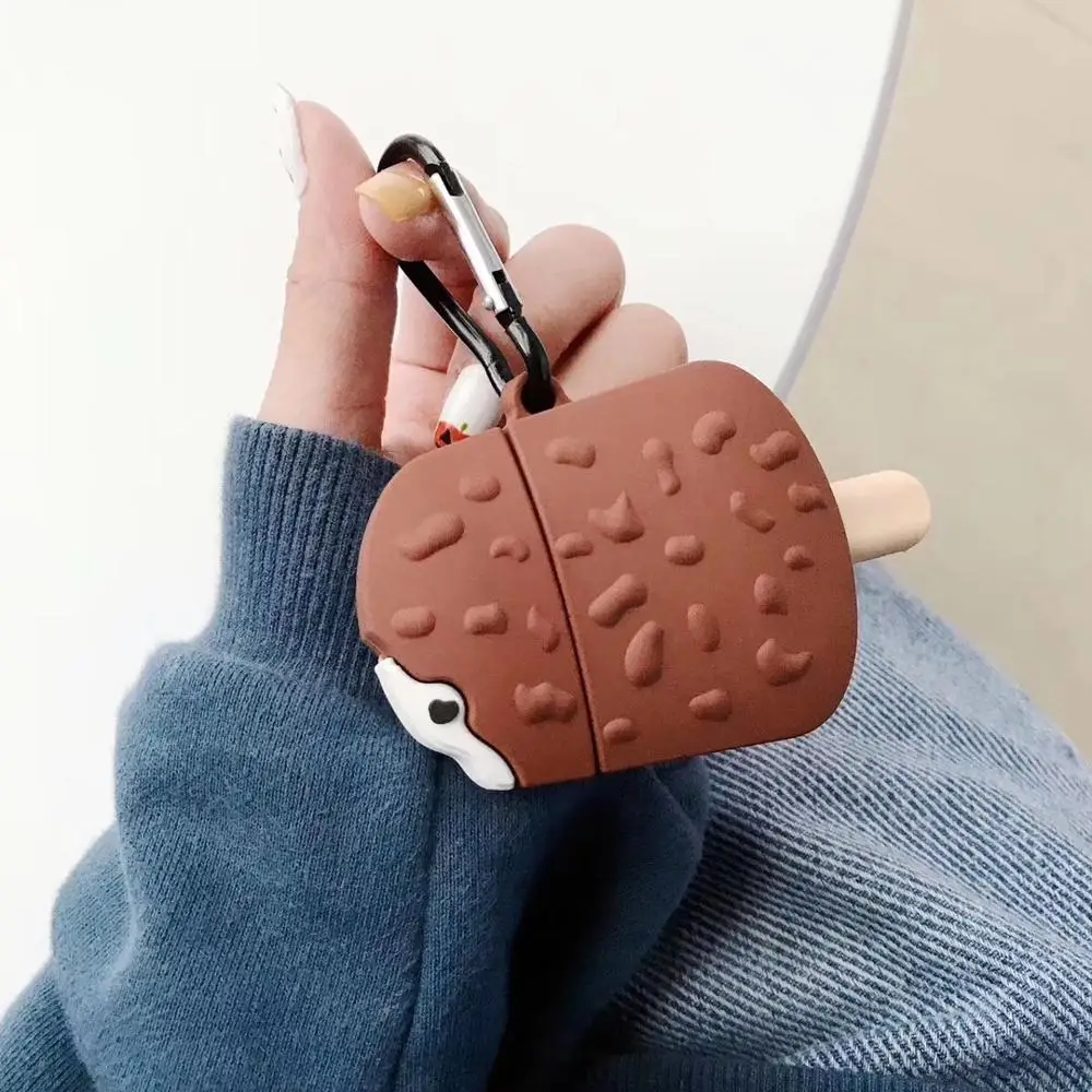 3D чехлы для наушников с шоколадным хрустящим мороженым Airpods 1 2 Bluetooth гарнитура