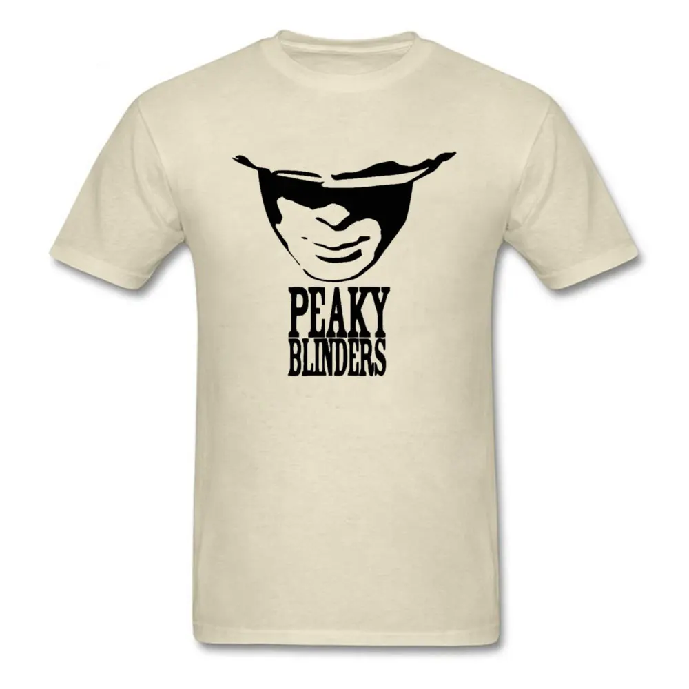 Мужская футболка в винтажном стиле 2019 бежевая с принтом Peaky Blinders круглым вырезом