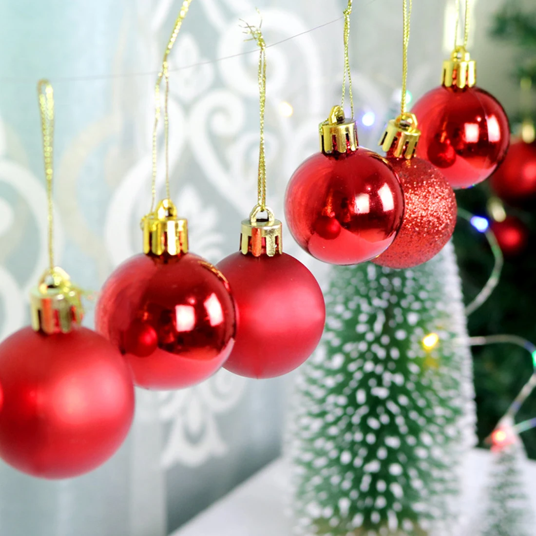 

24 шт., Новогодние шарики для ёлки, 4-8 см