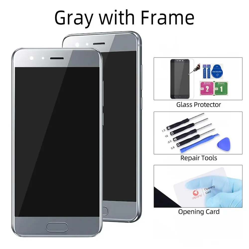 Дисплей для huawei Honor 9 STF-L09 STF-AL10 STF-AL00 ЖК дисплей с сенсорной панелью с рамкой Digitizer assembly Honor 9 ЖК-дисплей Дисплей - Цвет: Gray with Frame