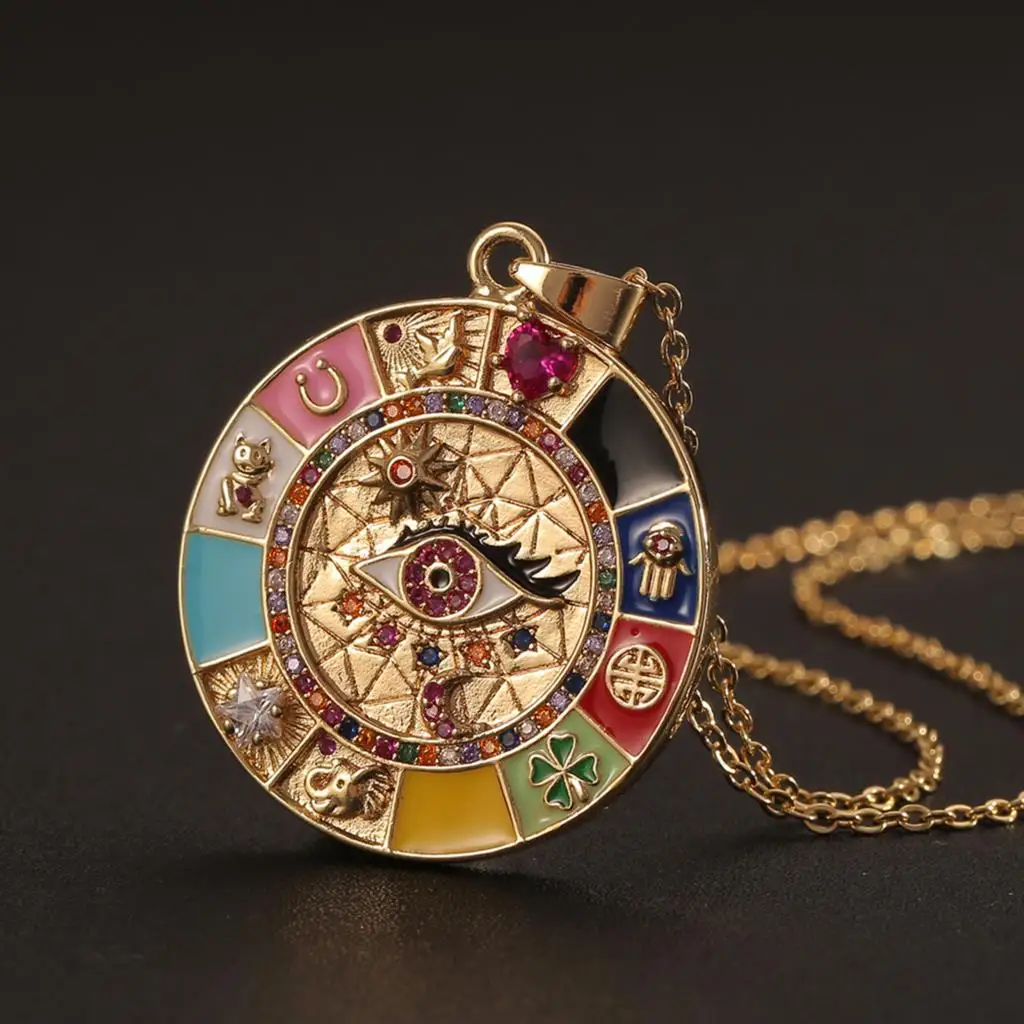 Fashion Color Enamel Pendant Necklace For Women Girl Party Religious Evil Eye Heart Shape Jewelry Gift | Украшения и аксессуары
