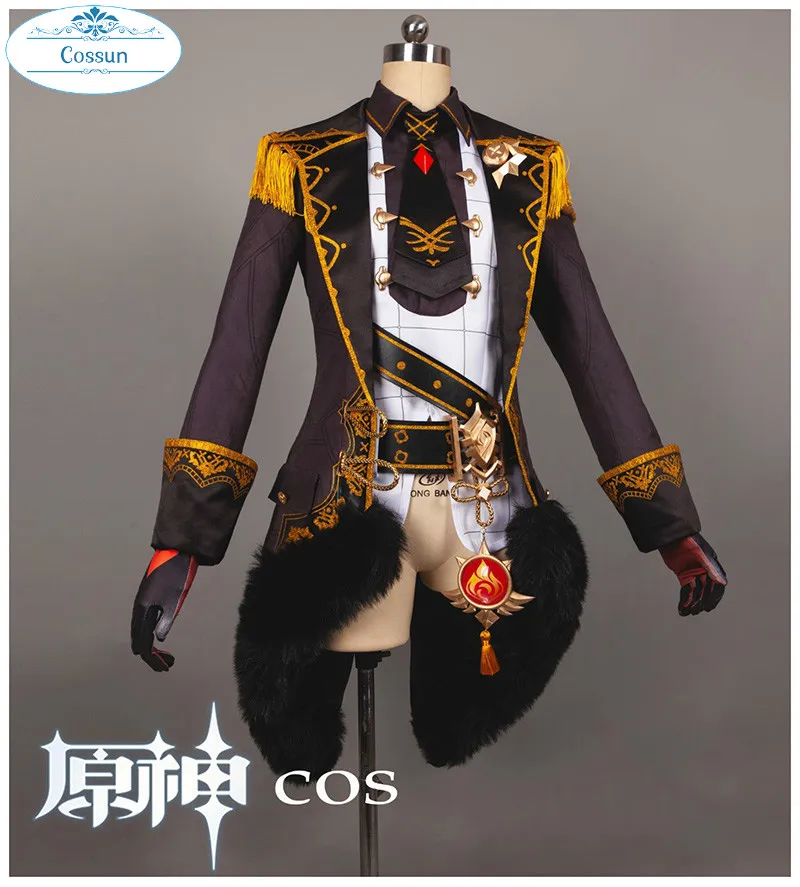 

Anime Genshin Impact Diluc Game Suit Uniform Cosplay Costume Halloween Party Outfit For Men 2020 NEW