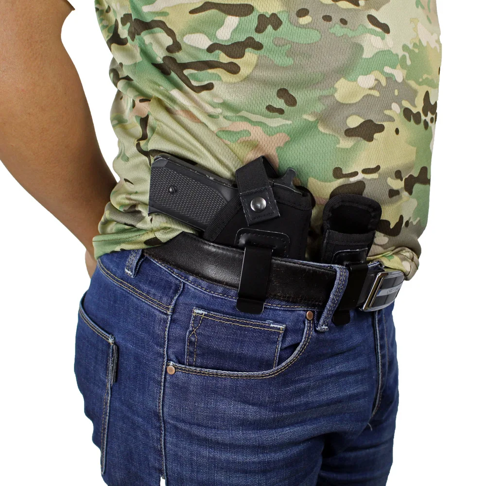 

Tactical Concealed Carry IWB Gun Holster 9mm Pistol Magazine Pouch Universal Military Hunting Airsoft Glock Handguns Case Holder