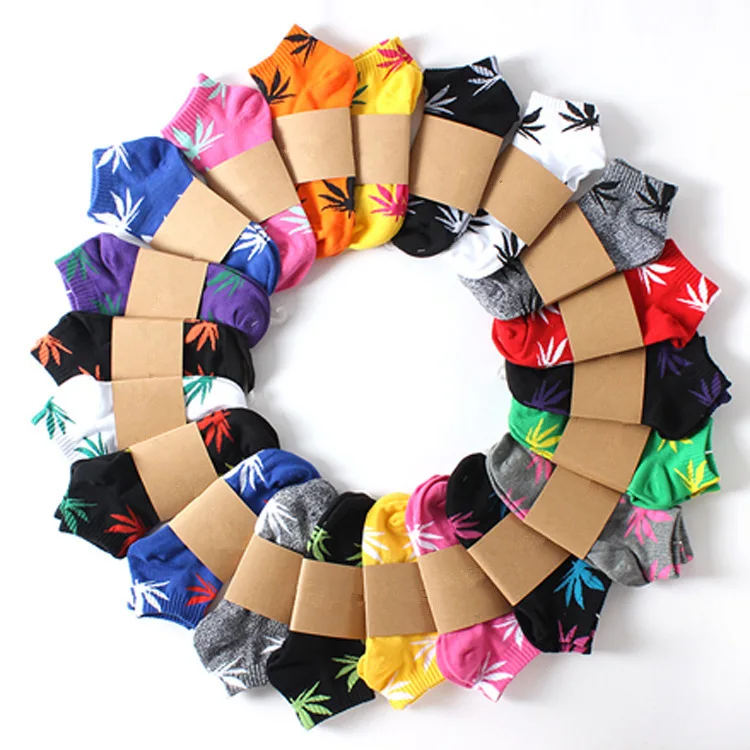 Модные носки унисекс в стиле Харадзюку хлопковые с принтом марихуаны уличные