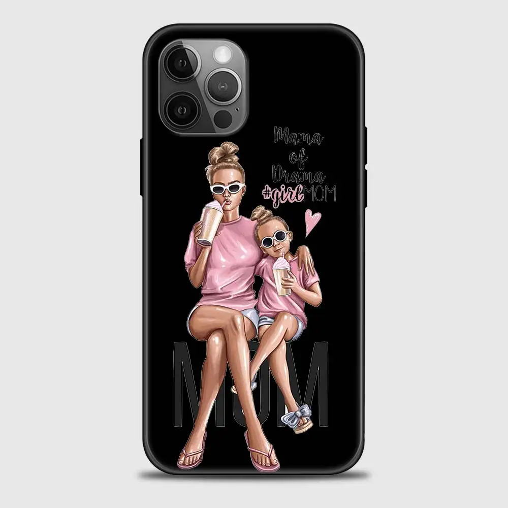 

Woman Fashion girl Super Mom baby Soft Phone Case for iPhone 12 Pro Max XR X XS Max 11 Pro 12 Mini 7 8 Plus Matte TPU Funda Capa