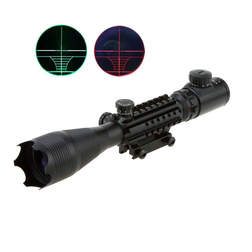 Тактический прицел охотничий оптический 4 16x50 красно зеленый с подсветкой