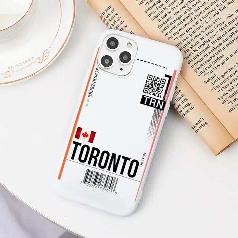 

Air ticket USA city London Paris Tokyo Travel Phone Case Candy Color for iPhone 11 12 mini pro XS MAX 8 7 6 6S Plus X SE 2020 XR