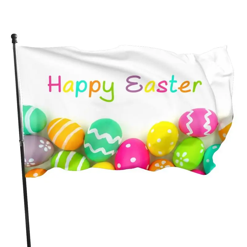Пасхальные красочные яйца бабочки Маргаритка Тюльпан цветы зеленый 3x5 футов флаг