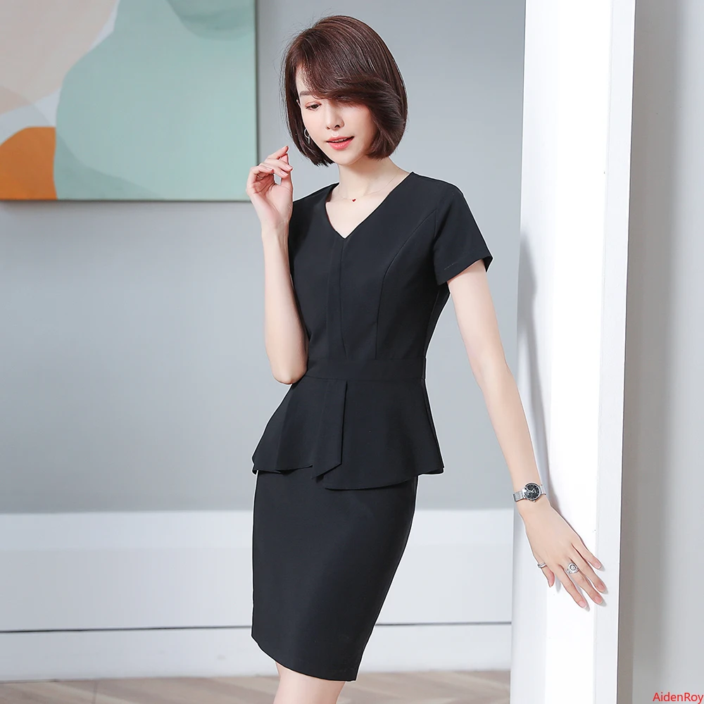 

Элегантный женский Блейзер и юбка, Женский костюм из 2 предметов с юбкой, Официальный женский офисный комплект из двух предметов