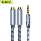 Кабель Essager Audio сплиттер для наушников, расширение гарнитуры, штекер 3,5 мм, Y-образный адаптер для телефона, ПК, AUX-кабель