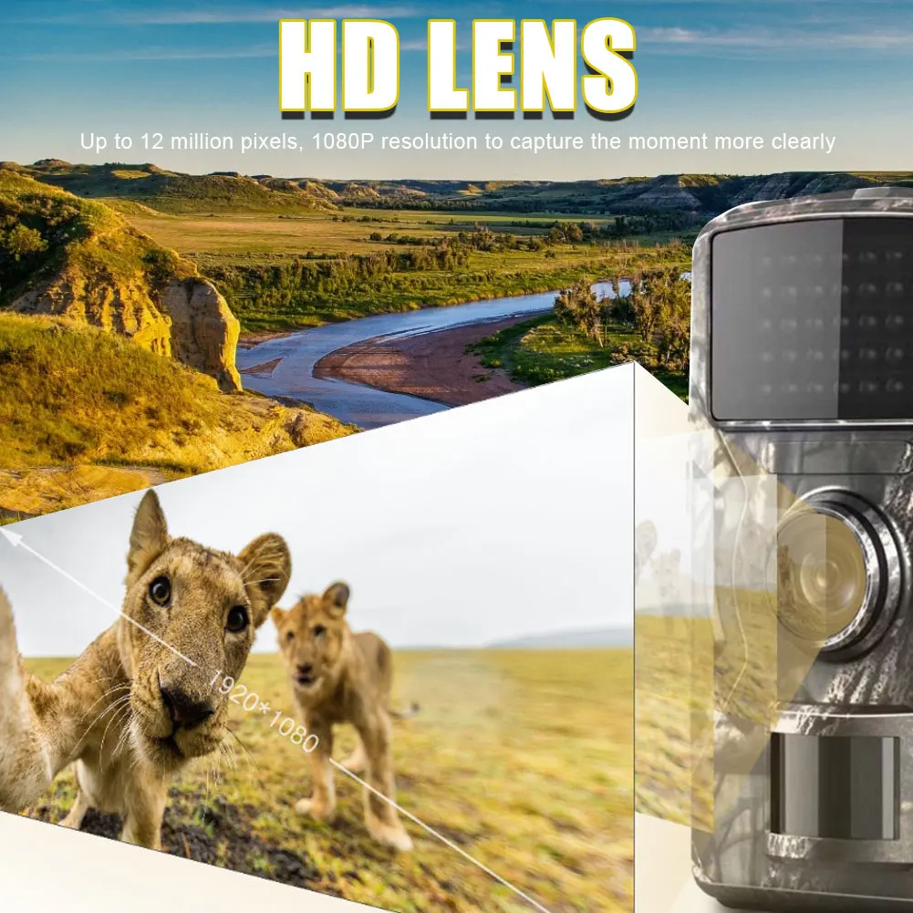 Фотоловушка 12MP 1080P камера для охоты наблюдения за дикой природой с инфракрасным