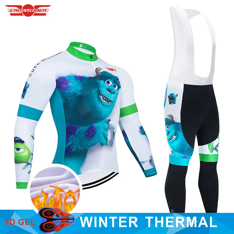 

2022 мультяшный зимний комплект одежды для велоспорта, брюки, униформа для горного велосипеда, велосипедная одежда, мужская зимняя теплая фли...