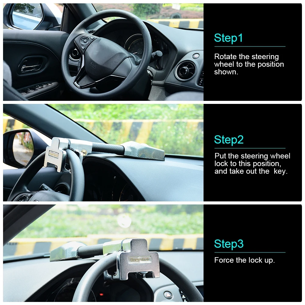 

Car Steering Wheel Lock Universal Security Car Anti Theft Safety Alarm Lock Retractable Anti Theft Protection T-Locks