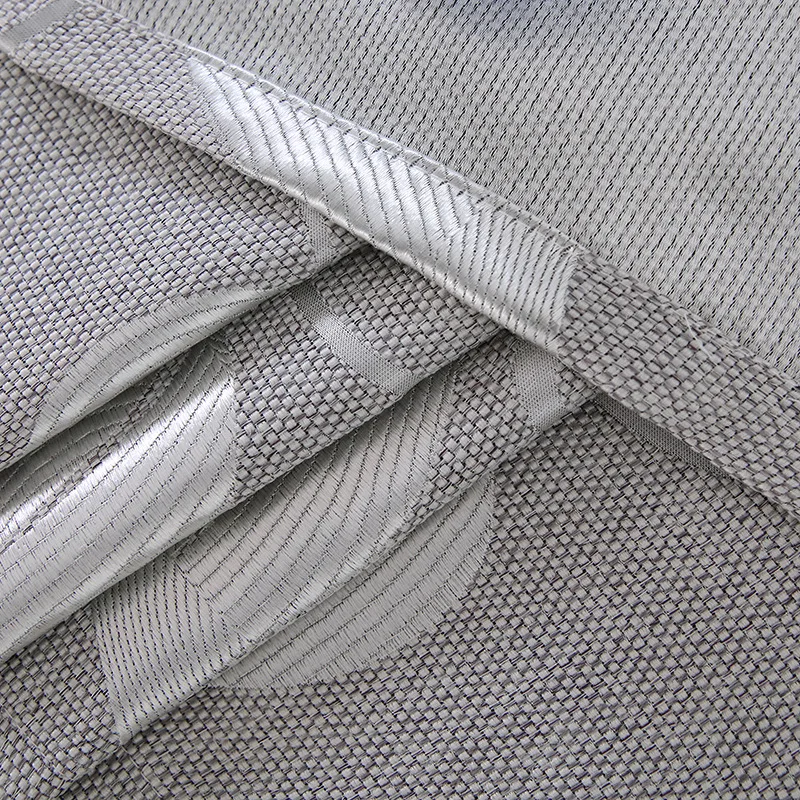 Curtains for Living Dining Room Bedroom Modern Simple Brief Silver Curtain Pure Color Knit Blackout Window Decoration Curtains