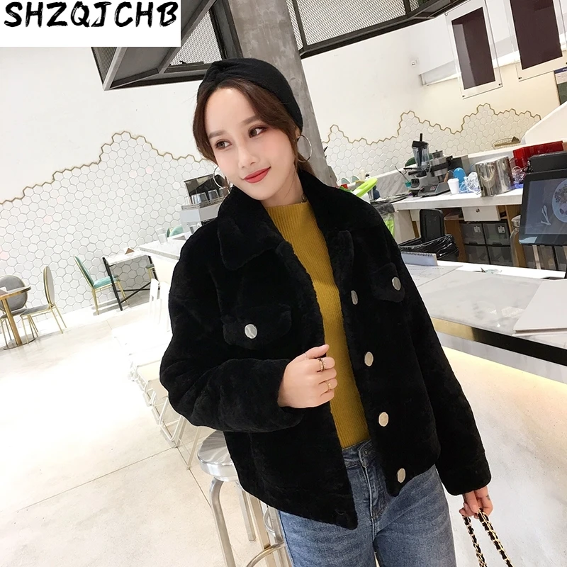 

JCHB 2021 Real Fur Coat Women Sheep Shearing Winter Coat Women Korean Fashion 100% Wool Jacket for Women Clothes HYY-PIC618 YY