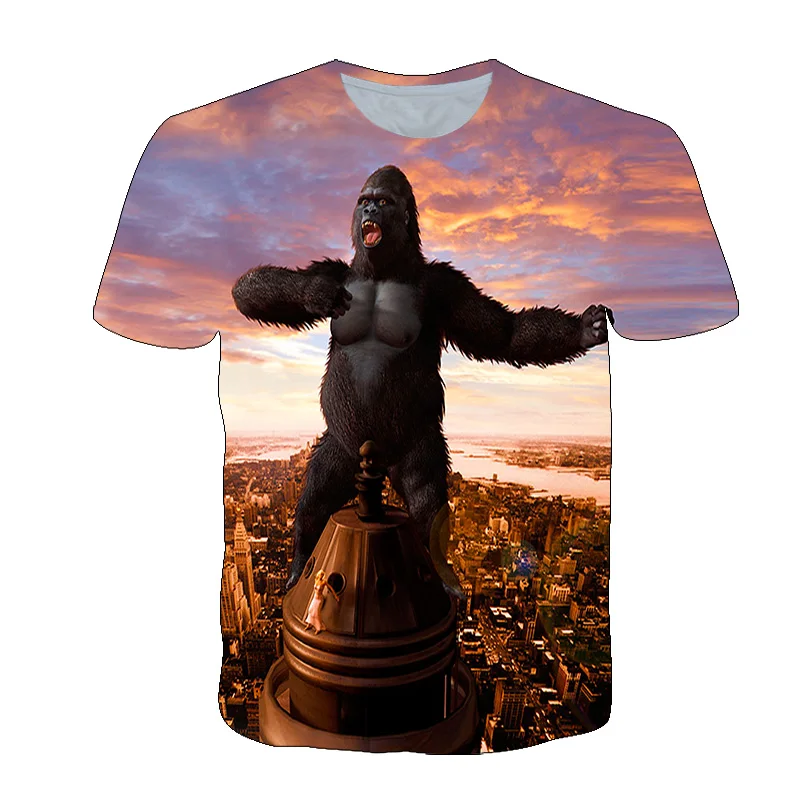 

Summer Children's Casual T-Shirt New Movie King Kong Harajuku Short-Sleeved Boys Funny Children's Clothing 4-14 Years Old