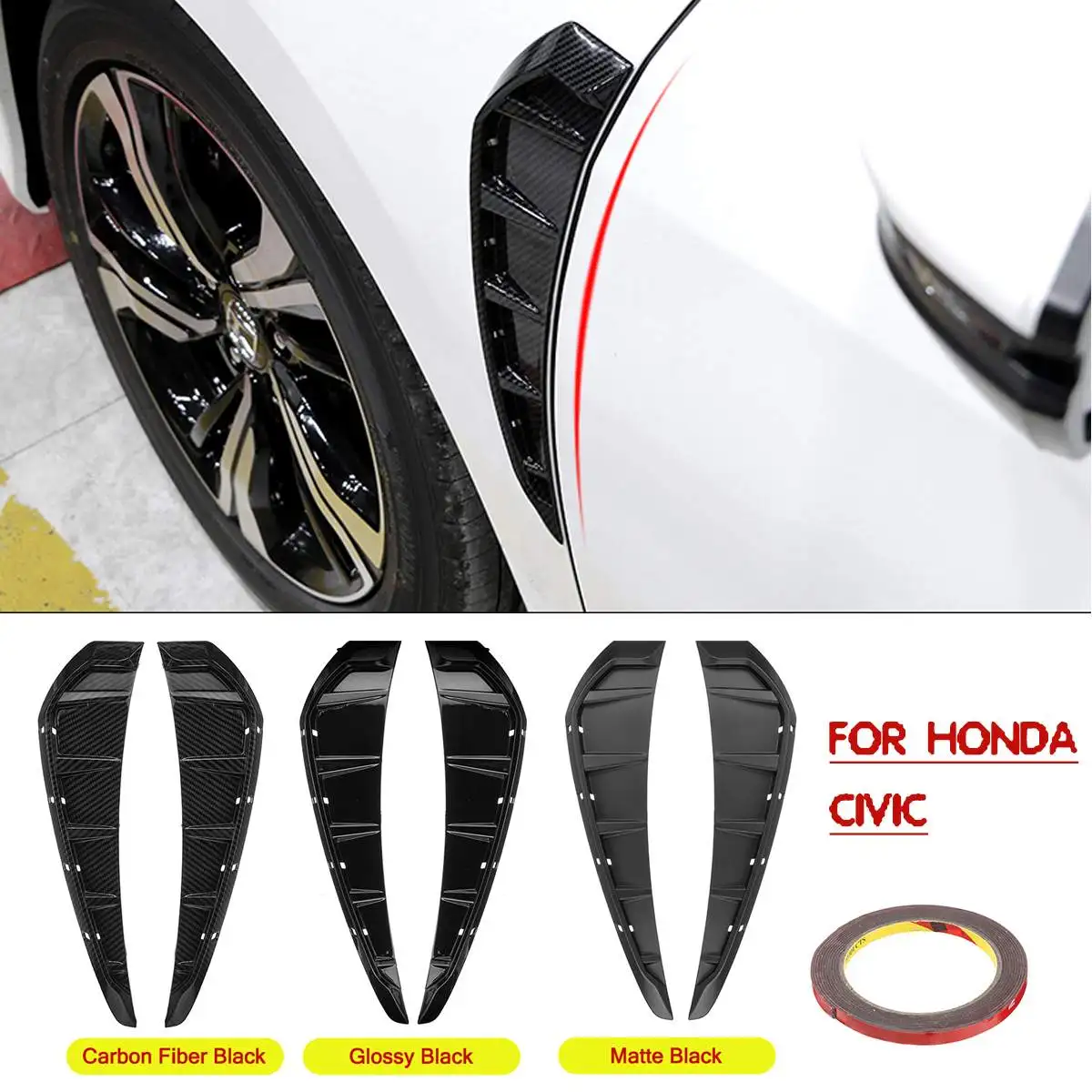 Углеродное волокно/глянцевые/матовые черные наклейки на переднее крыло