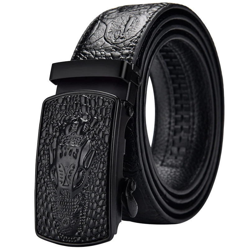 

Belt men's leather automatic buckle business casual High-quality crocodile pattern leather belt with automatic dropshipping 2021