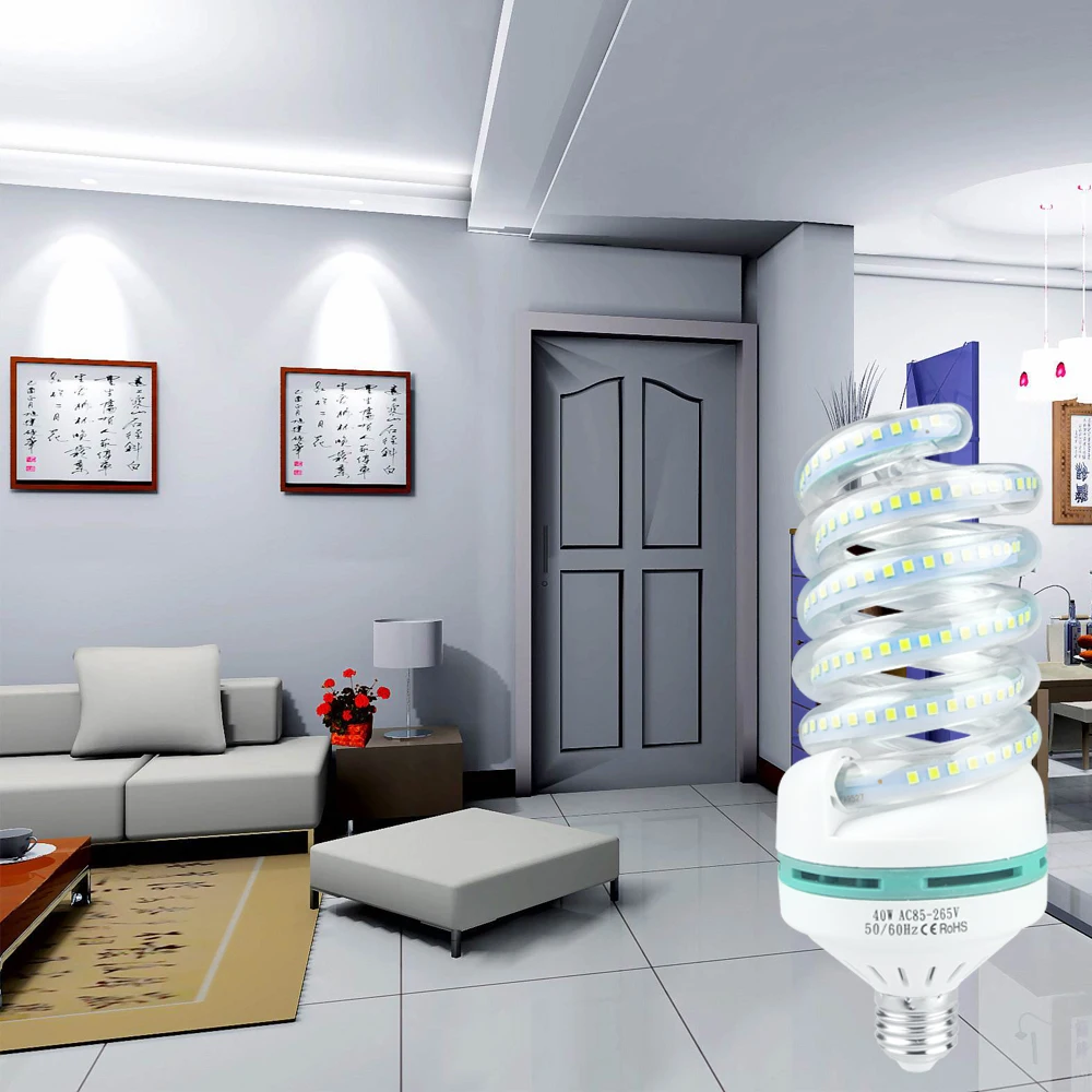 Спиральный светодиодный энергосберегающий светильник ZjRight E27 5 Вт 9 16 24 40 Вт|spiral