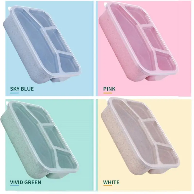 Ланч бокс из безопасного материала 4 слоя пшеничной соломы бэнто боксы посуда для