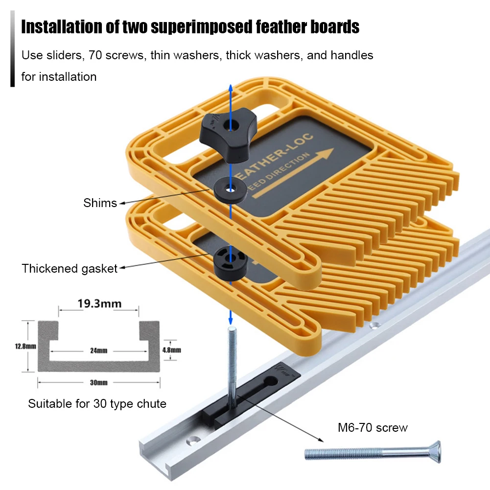 

Extended Feather Loc Board Set multi-function Woodworking Engraving Machine Double Featherboard Miter Gauge Slot DIY Tool