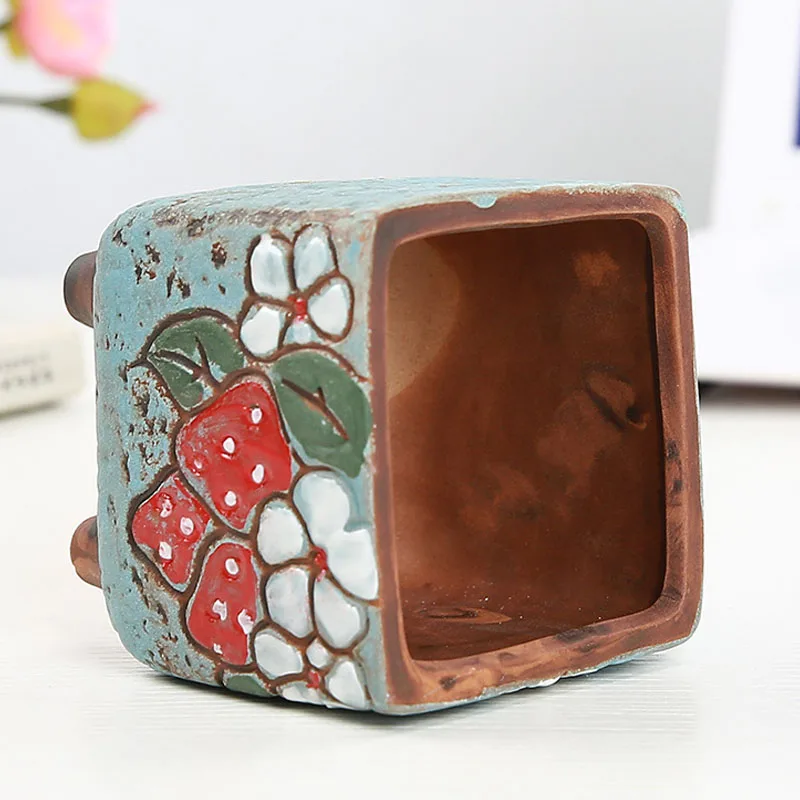 Strongwell Decoration Miniature Ceramic Flower Pots Lovely Square Succulent Flowerpots Planter Fairy Garden Crafts | Дом и сад
