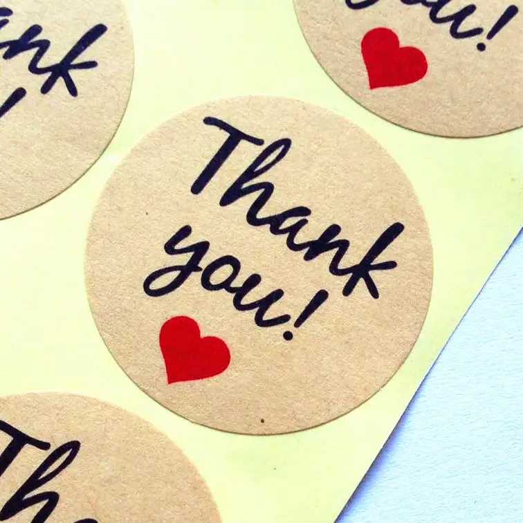 

Vintage"Thank you" Heart Round Kraft paper Seal sticker For handmade products baking products sealing sticker lable