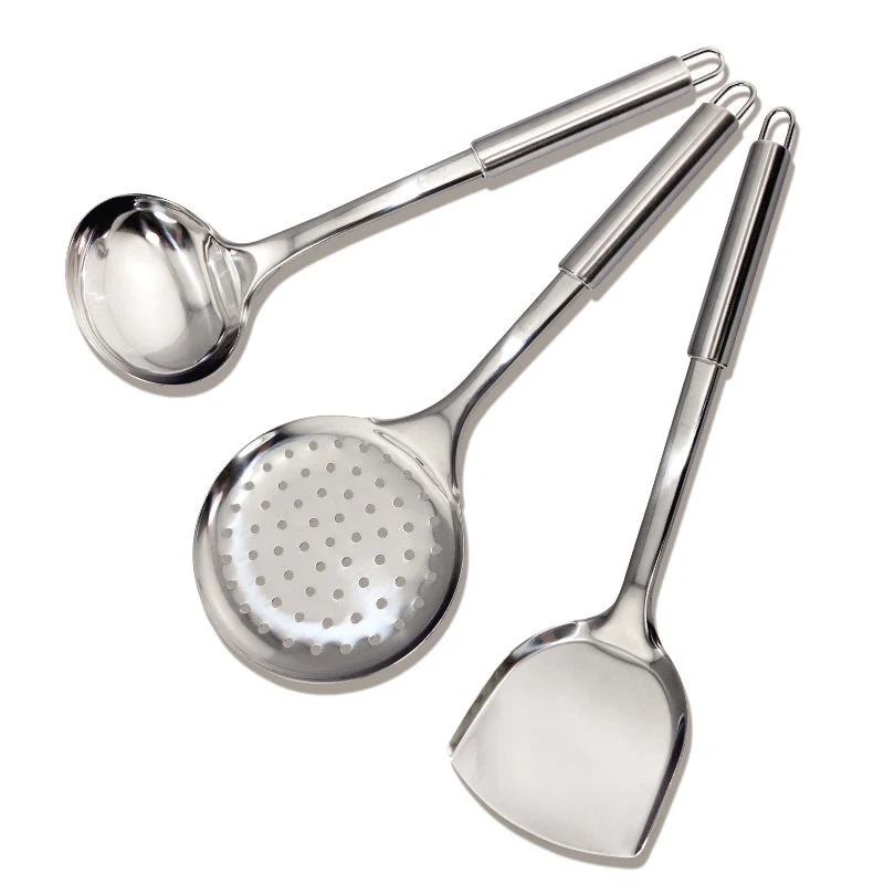 3pcs/set Stainless steel Cooking Tool Set Kitchenware set Cookware Kitchen Utensils Strainer colander Large Soup Spoon Spatula | Дом и сад